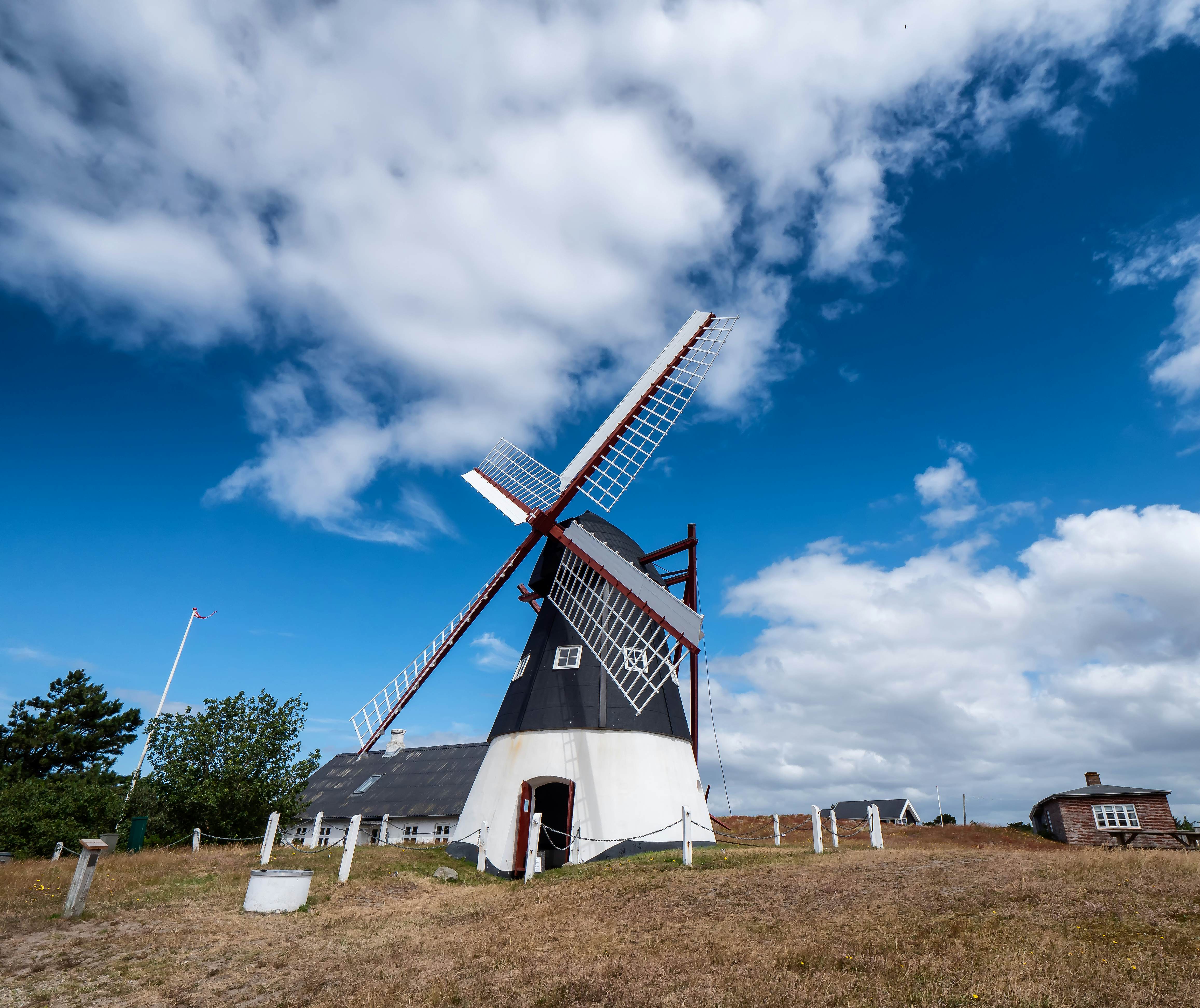 Old dutch windmill on the wadden sea island Mandoe, Denmark.
