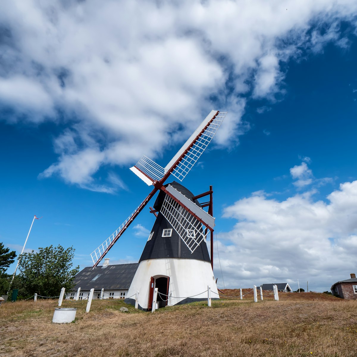 Old dutch windmill on the wadden sea island Mandoe, Denmark.