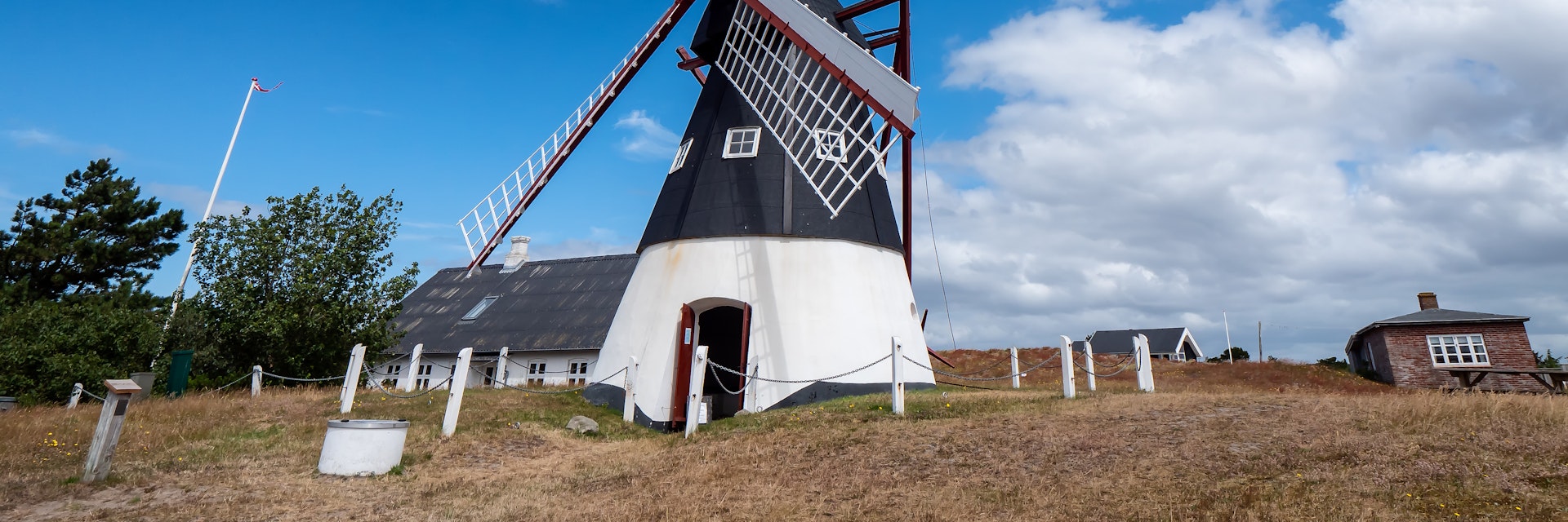 Old dutch windmill on the wadden sea island Mandoe, Denmark.