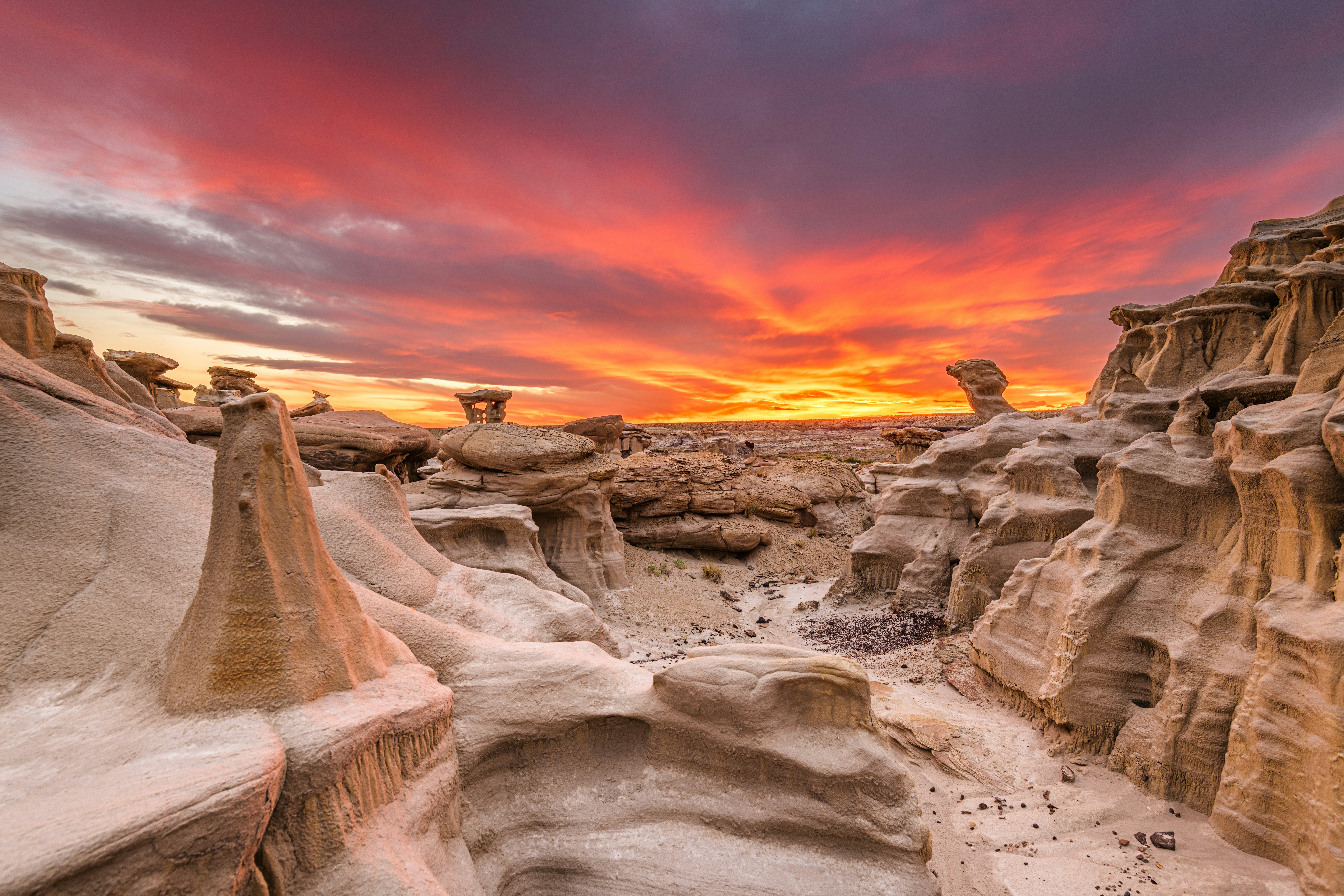 Just after sunset in Bisti/De-Na-Zin Wilderness, New Mexico.