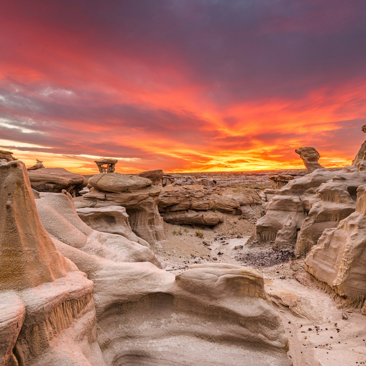 Just after sunset in Bisti/De-Na-Zin Wilderness, New Mexico.
