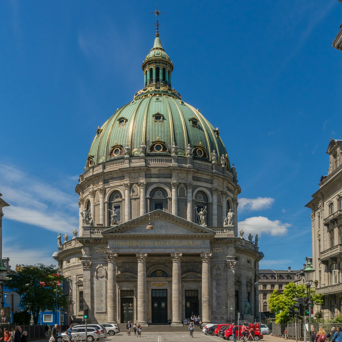 The majestic Frederik's Church with it's impressive dome, also known as the Marble Church, forms with its rococo architecture a central point of the Frederiksstaden district.
