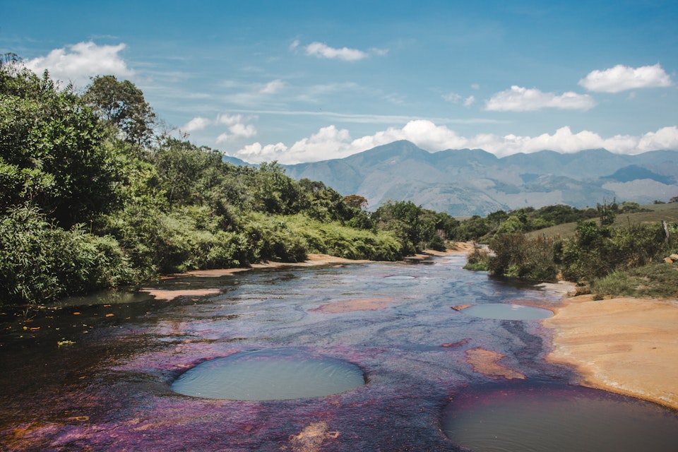 Natural phenomenon of Quebrada las Gachas in Guadalupe, Colombia. 