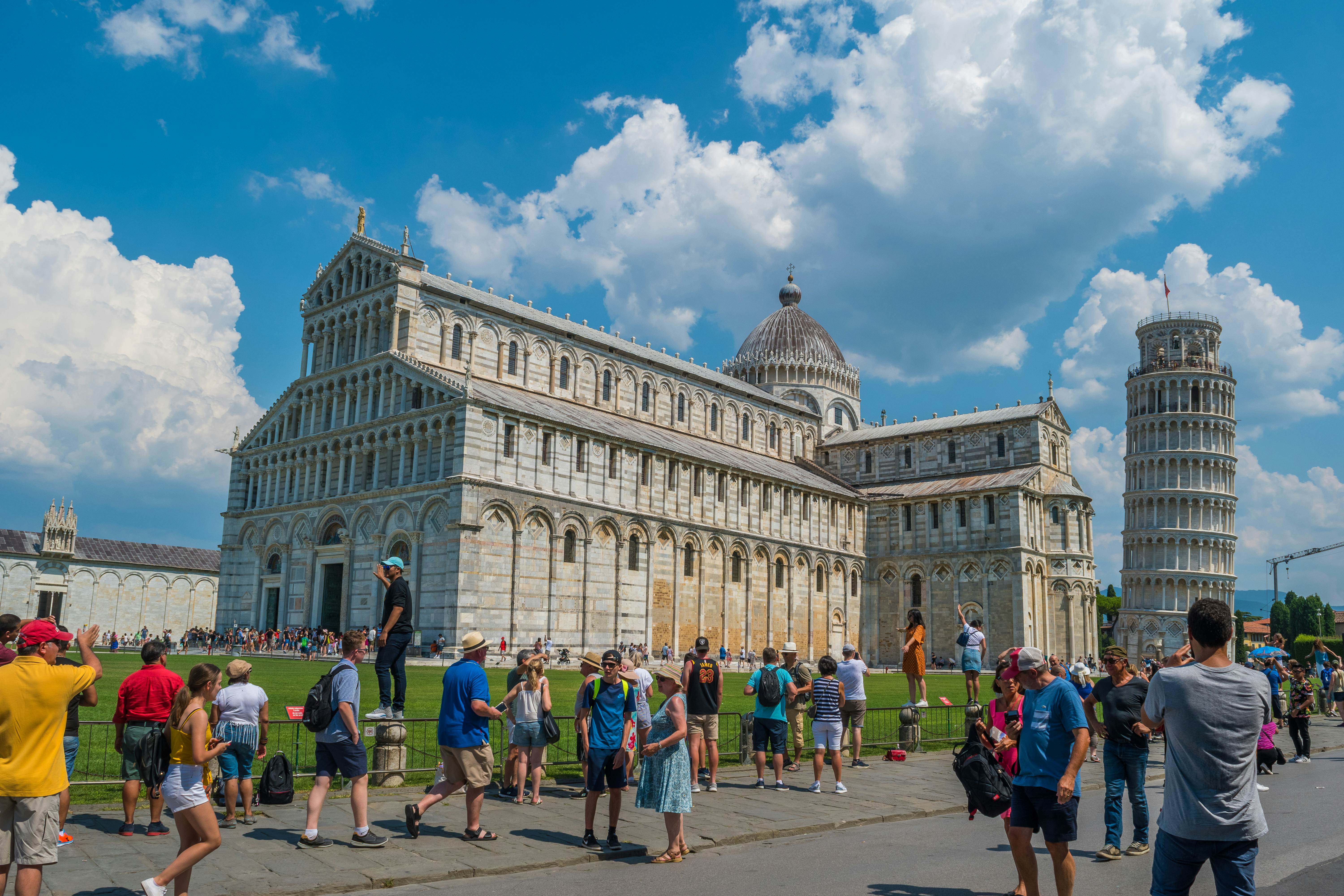 The heart of the Piazza del Duomo is the Duomo, the medieval cathedral of the Archdiocese of Pisa, dedicated to St. Mary of the Assumption. The cathedral has two aisles on either side of the nave. The transept consists of three aisles. The church is known also as the Primatial, the archbishop of Pisa being a Primate since 1092
1264707700
arch, building, catholic, dome, famous, historic, landmark