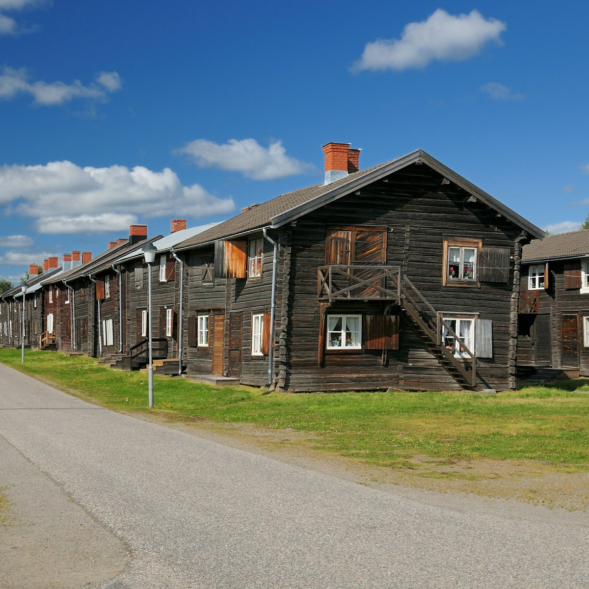 Wooden houses of the church town Bonnstan.
