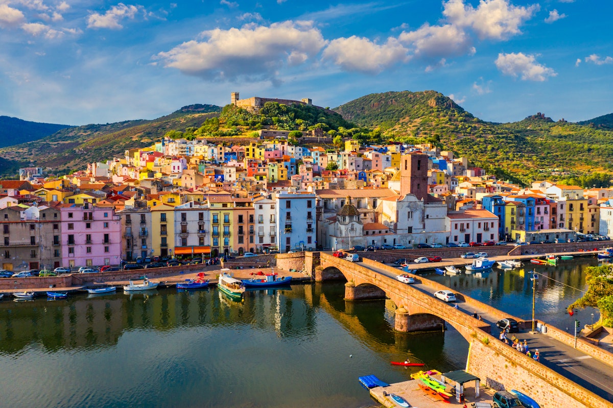 Aerial view of the beautiful village of Bosa with colored houses and a medieval castle. Bosa is located in the north-wesh of Sardinia, Italy. Aerial view of colorful houses in Bosa village, Sardegna.
1295073831