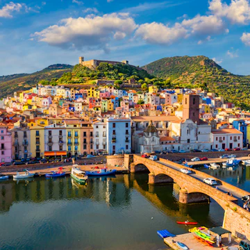 Aerial view of the beautiful village of Bosa with colored houses and a medieval castle. Bosa is located in the north-wesh of Sardinia, Italy. Aerial view of colorful houses in Bosa village, Sardegna.
1295073831