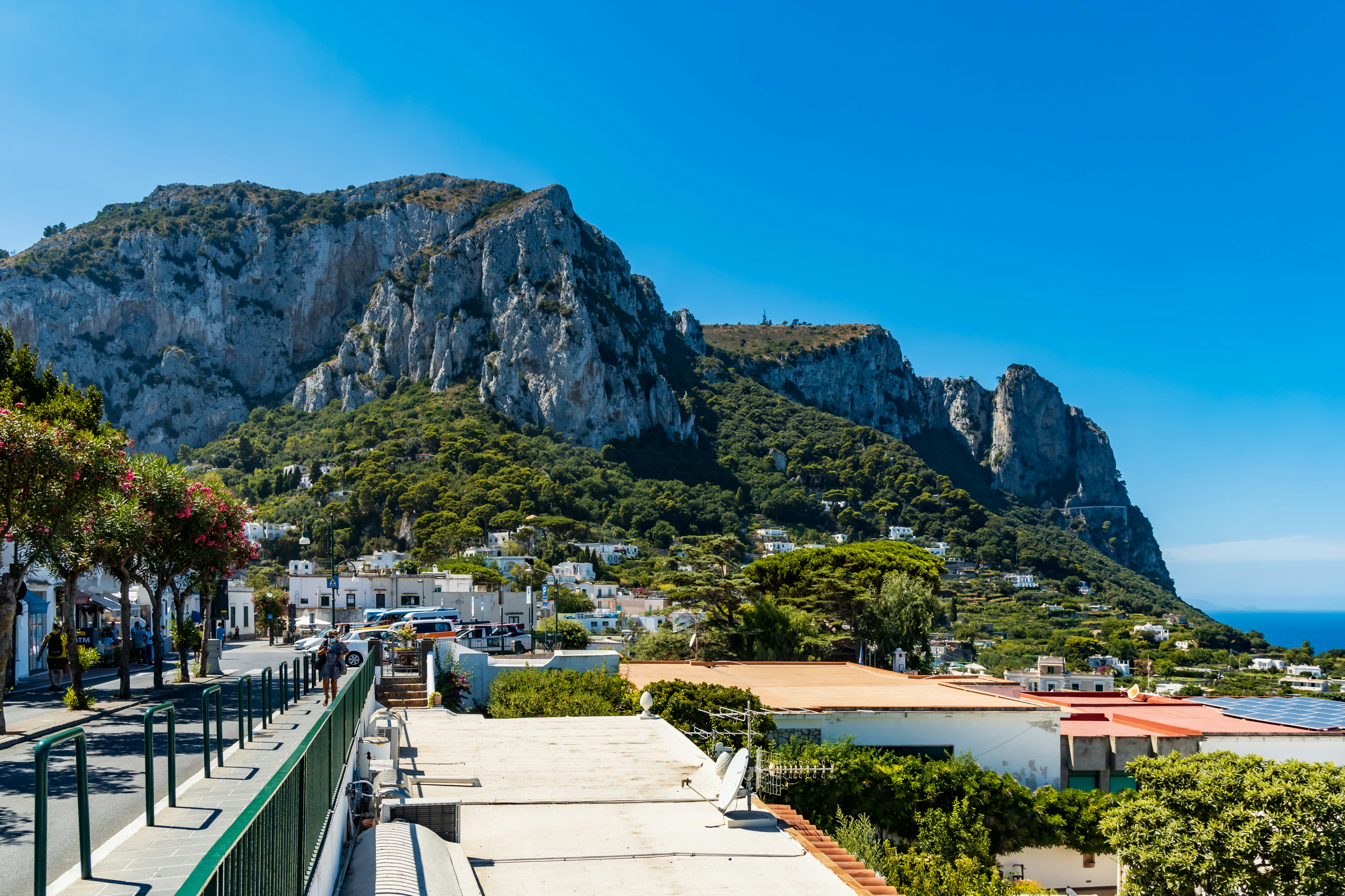 Capri, Italy - August 24 2020: Cityscape of Capri island with green hills and Monte Solaro mountain
1333545060