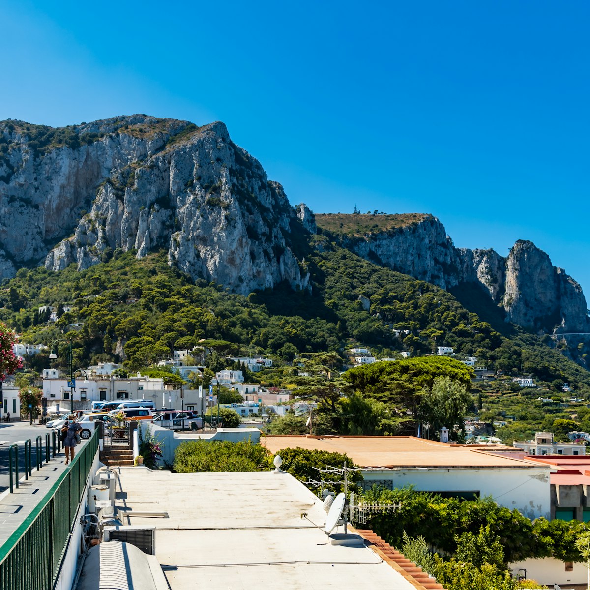 Capri, Italy - August 24 2020: Cityscape of Capri island with green hills and Monte Solaro mountain
1333545060