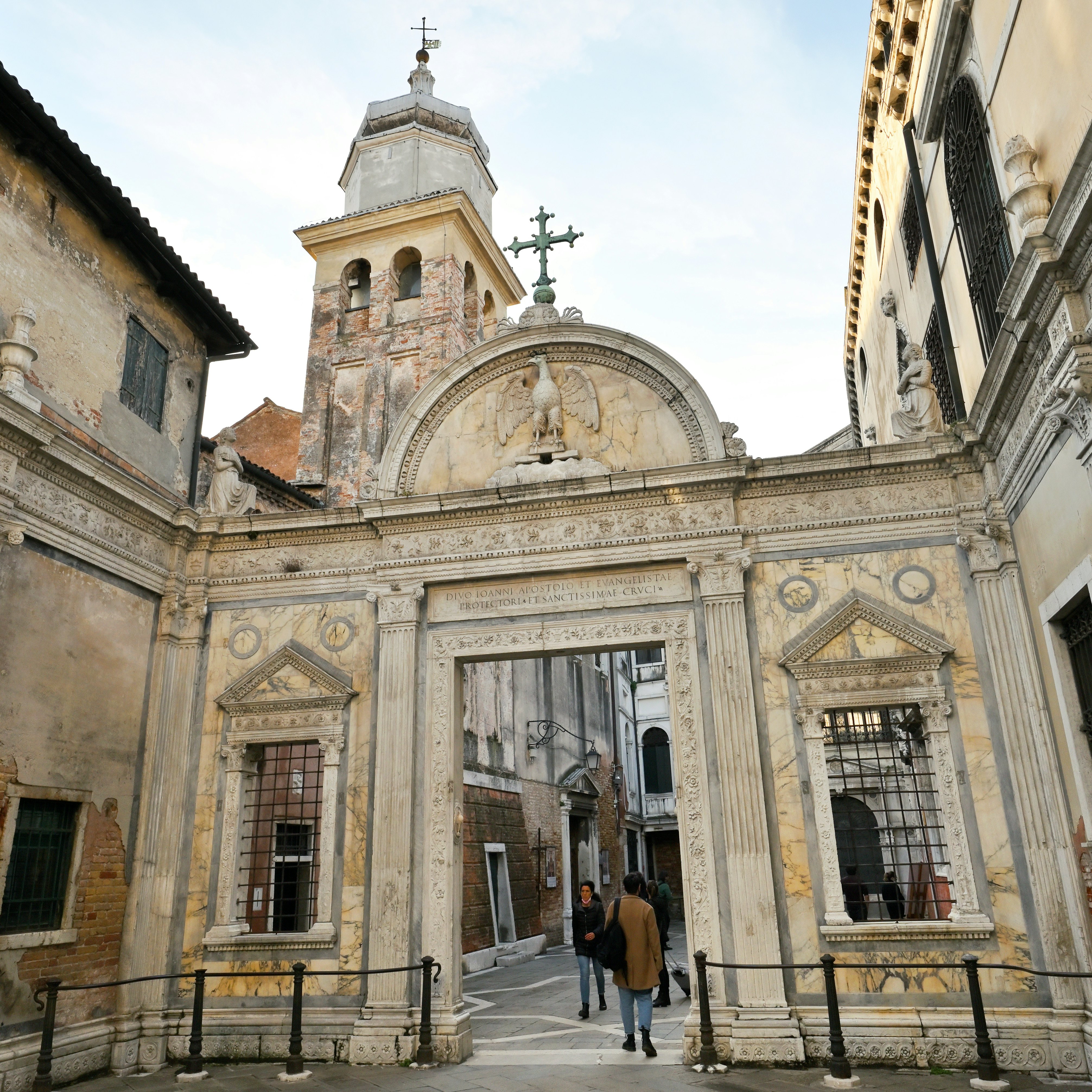 Venice, Italy - November 02, 2021: The Scuola Grande di San Giovanni Evangelista in Venice, Italy. Building located in the San Polo sestiere of the Italian city of Venice