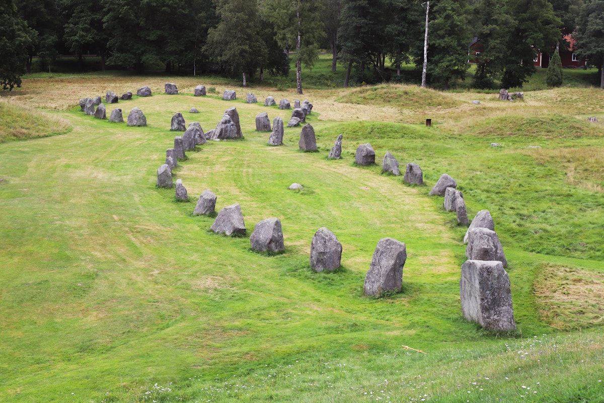 Two of the stone ships located at Anundshog in Sweden.
