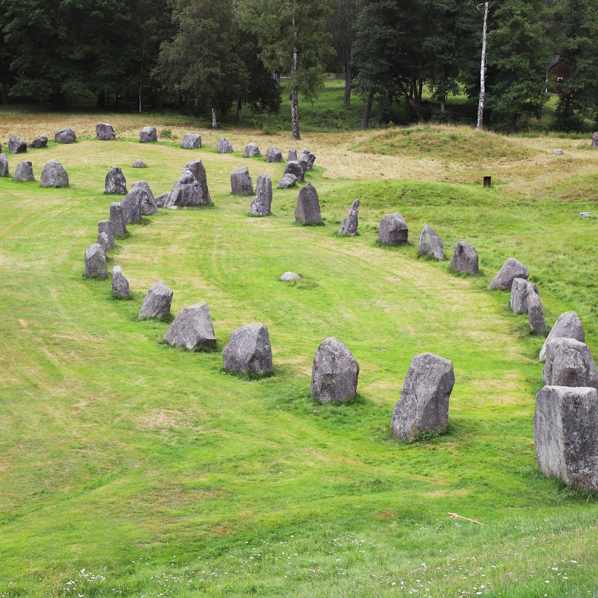 Two of the stone ships located at Anundshog in Sweden.

