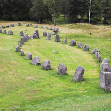 Two of the stone ships located at Anundshog in Sweden.