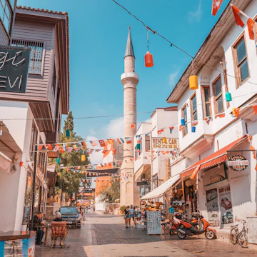 Narrow street in Antalya old town, Kaleici.