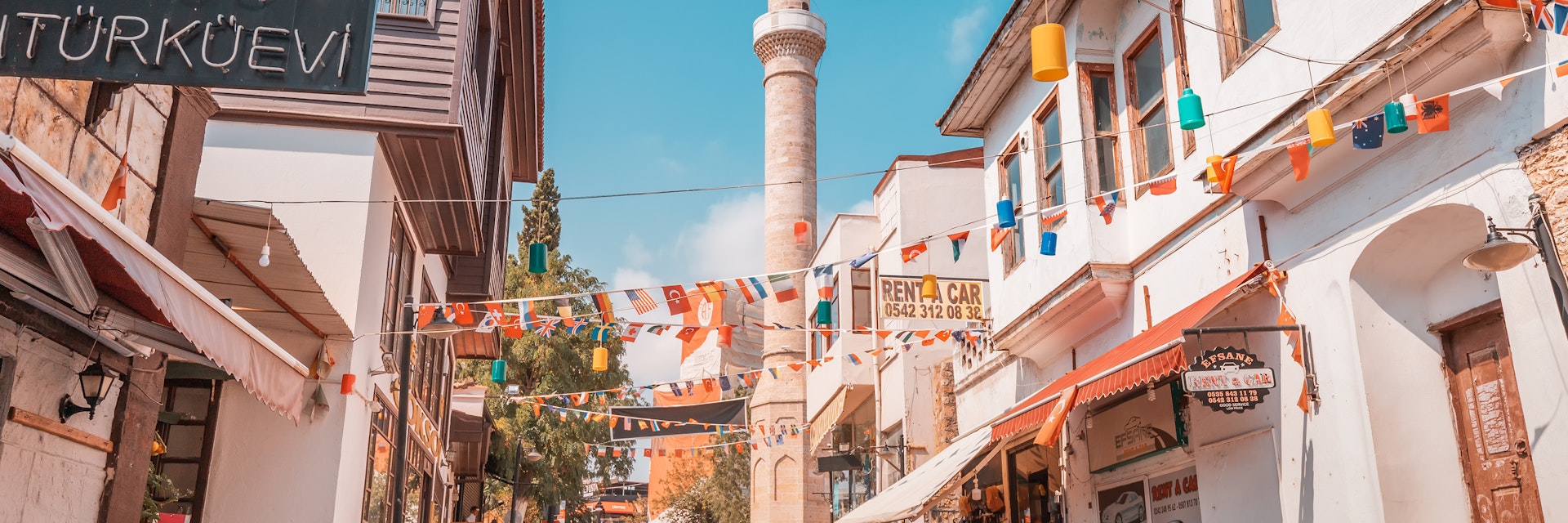 Narrow street in Antalya old town, Kaleici.