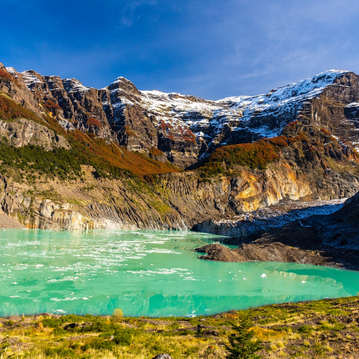 Ventisquero Negro glacial lake in Nahuel Huapi National Park in Argentina.