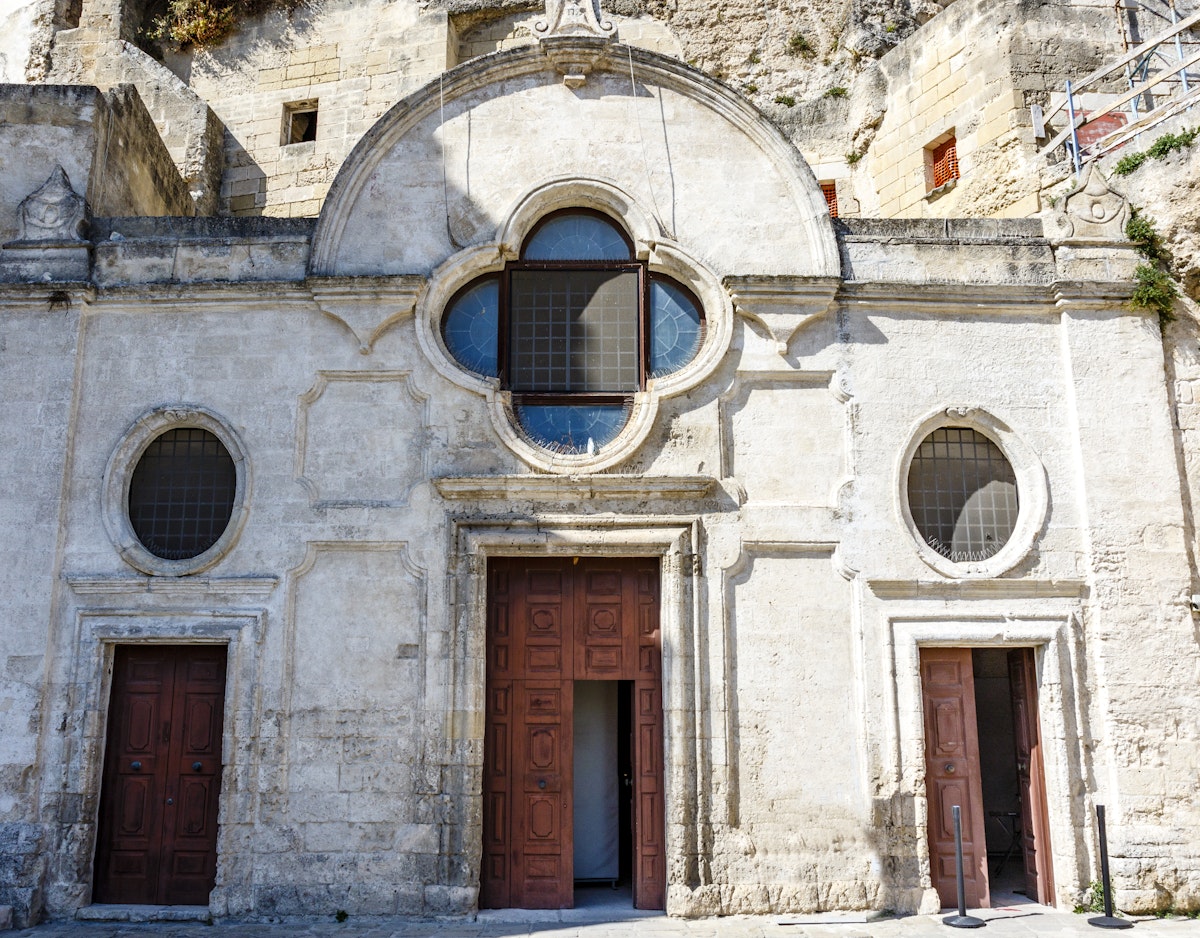 Exterior of the Chiesa San Pietro Barisano church in Matera, Italy.
