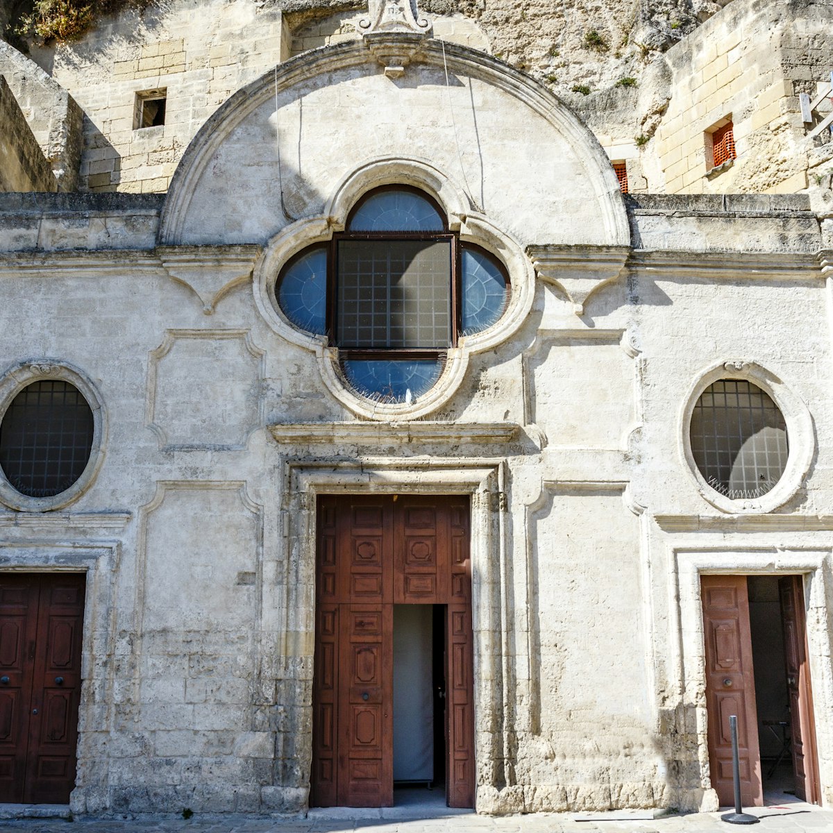 Exterior of the Chiesa San Pietro Barisano church in Matera, Italy.