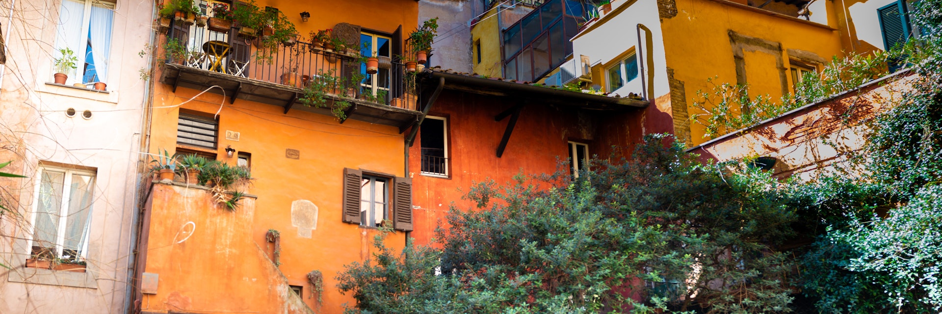 Small courtyard in Rome , with rustic ocher houses and vine trees.
1480158885