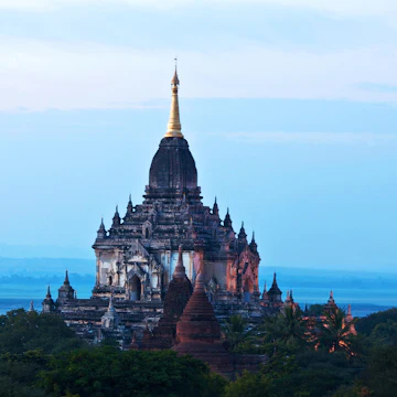 Ancient Gawdawpalin pahto pagoda at twilight in Bagan archaeological zone, Myanmar.