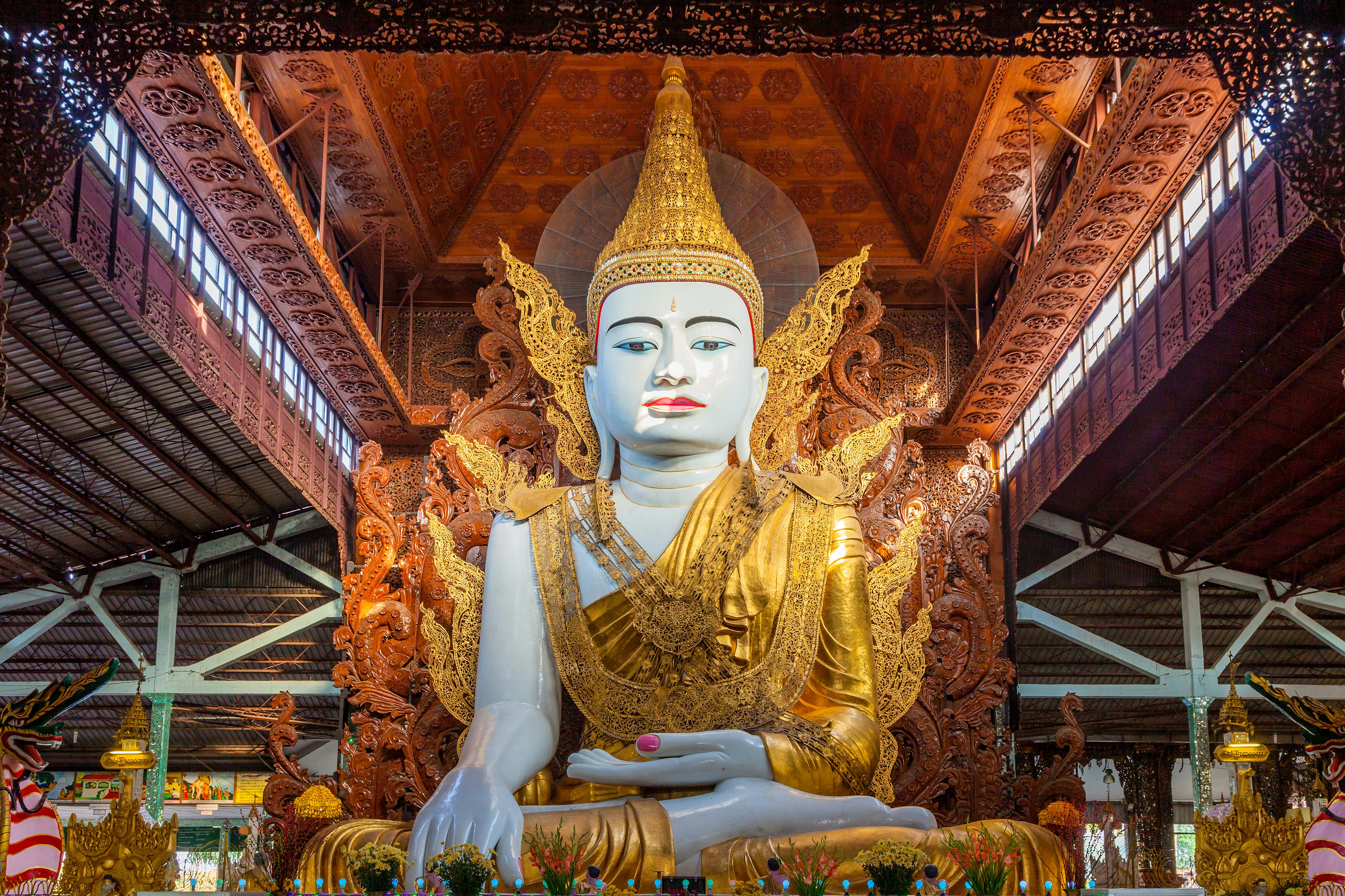 The Budda sculpture in Ngahtatgyi Paya, Yangon, Myanmar.
