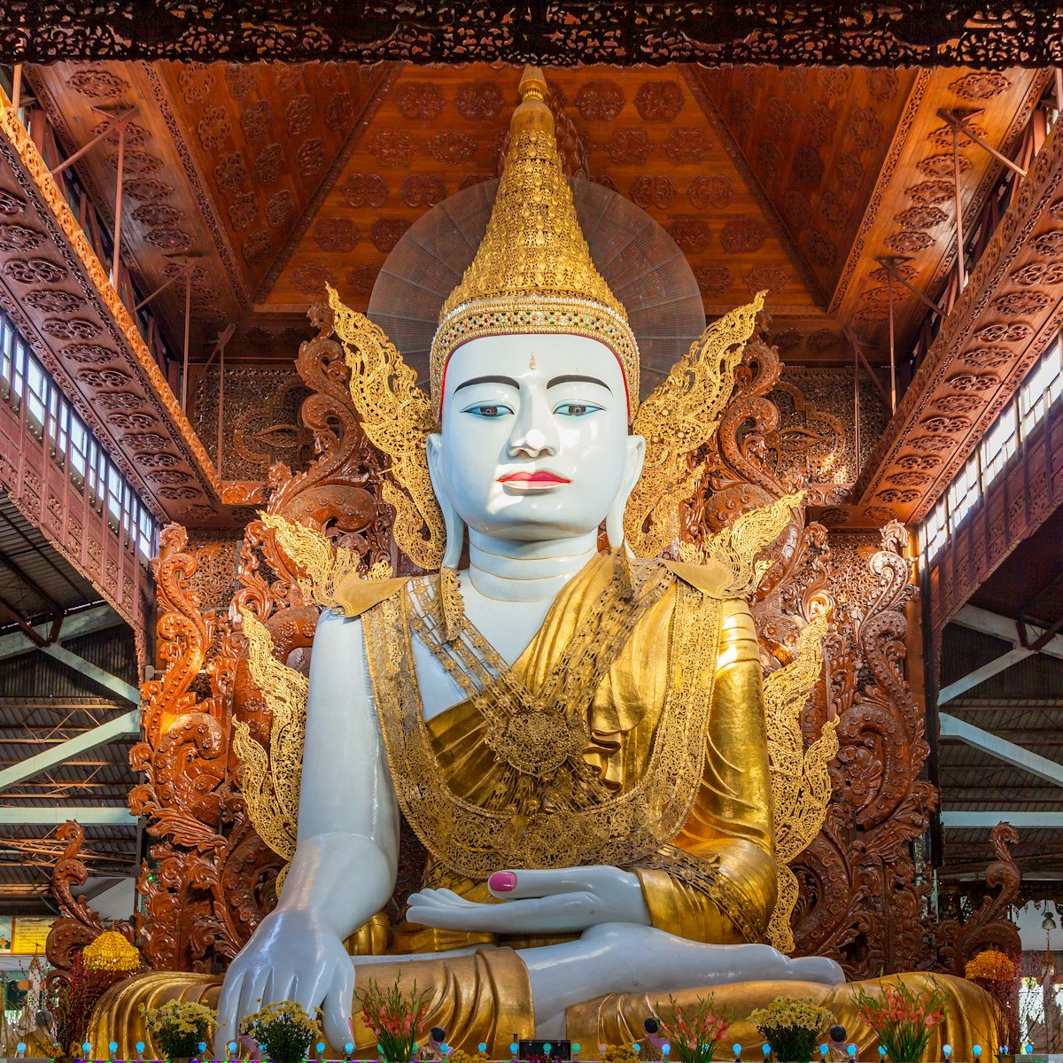The Budda sculpture in Ngahtatgyi Paya, Yangon, Myanmar.
