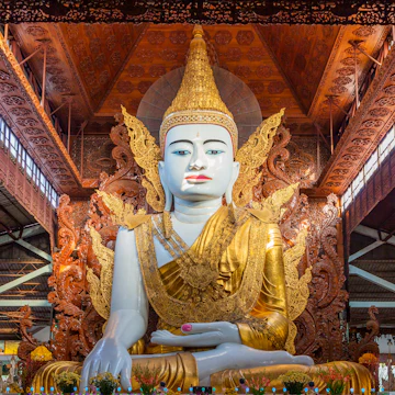 The Budda sculpture in Ngahtatgyi Paya, Yangon, Myanmar.