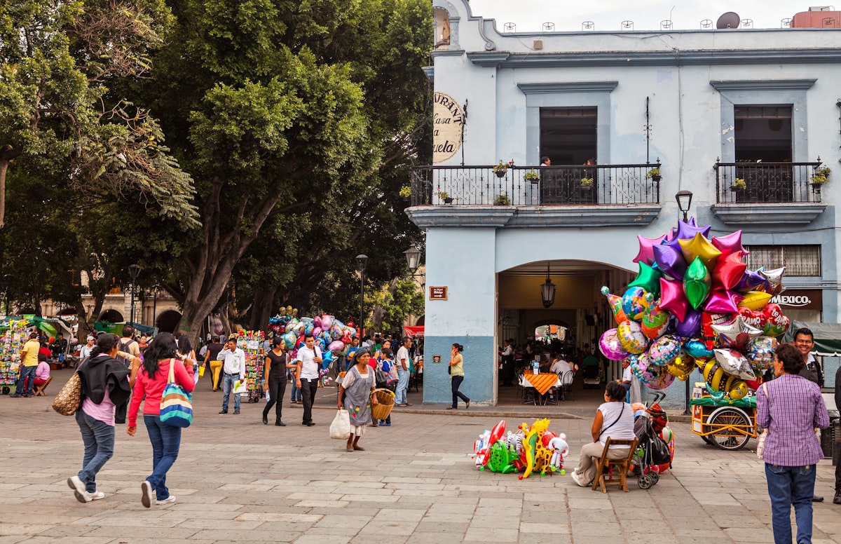 People in the Zocalo (Town Square) in Oaxaca.