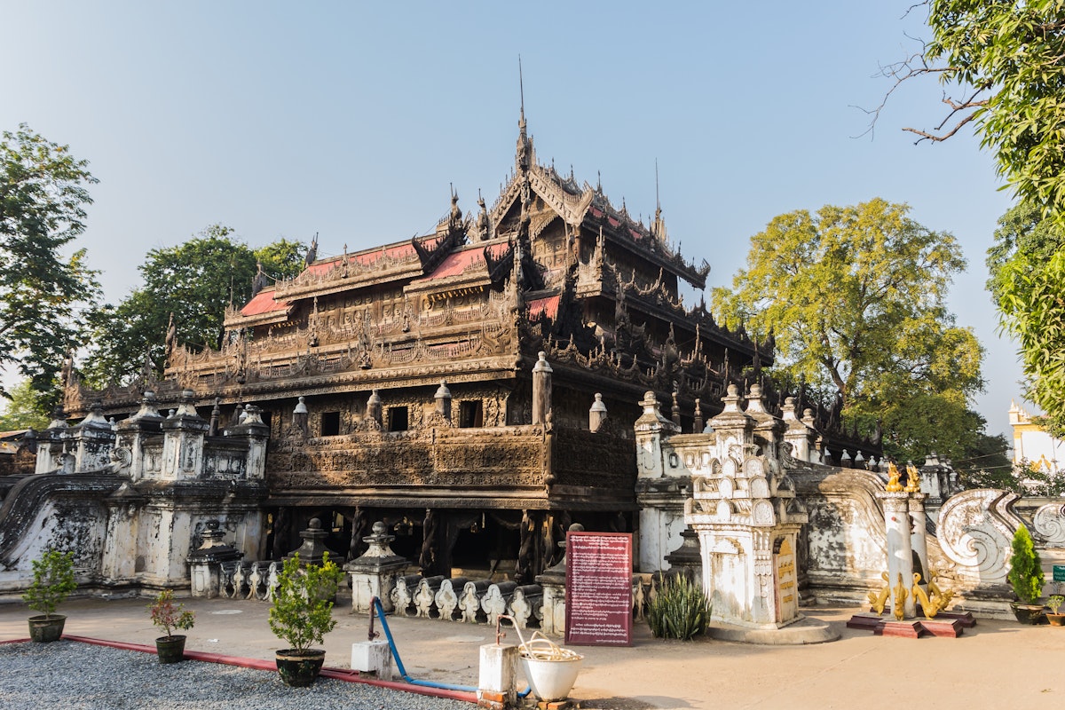 Shwenandaw Kyaung Temple or Golden Palace Monastery in Mandalay, Myanmar.