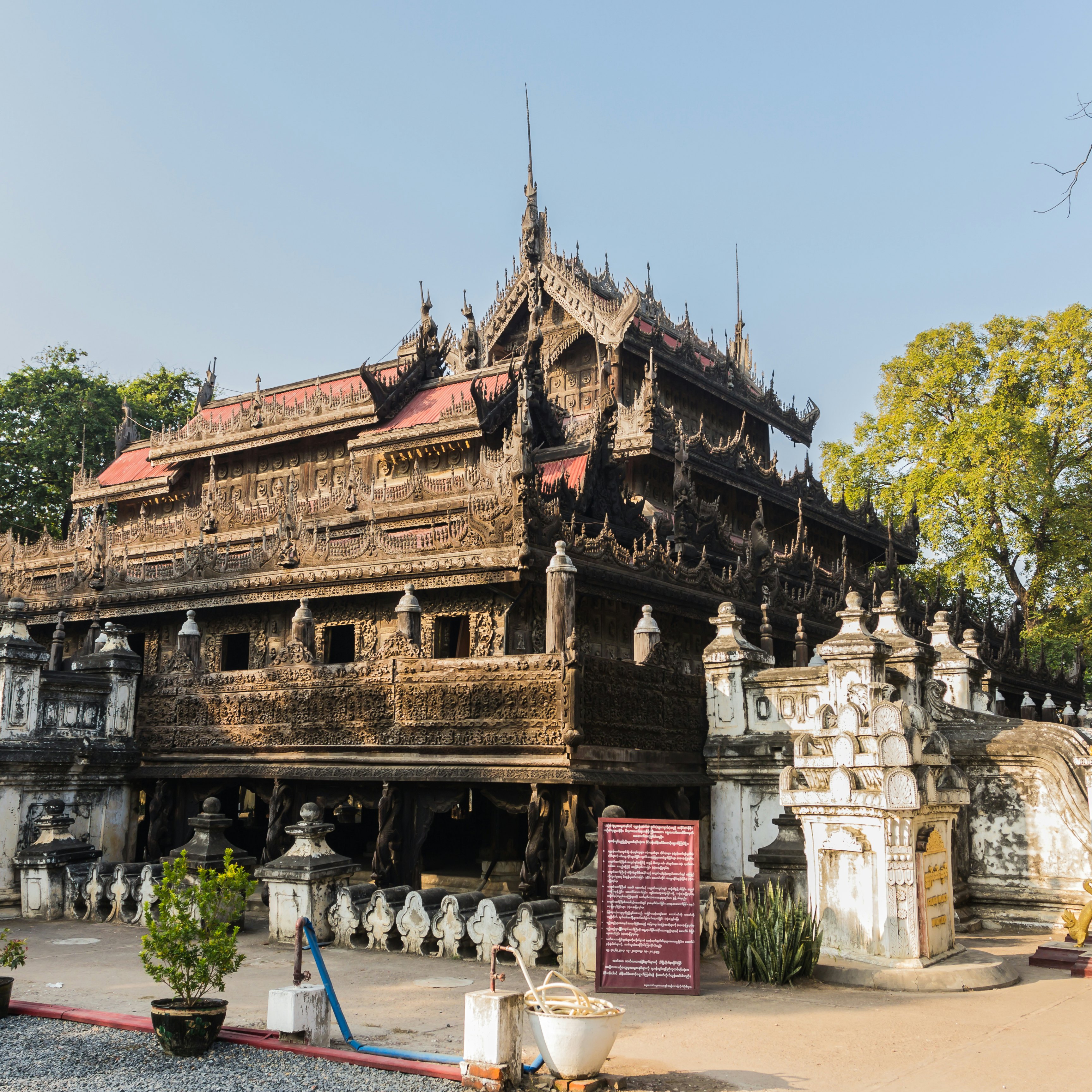 Shwenandaw Kyaung Temple or Golden Palace Monastery in Mandalay, Myanmar.