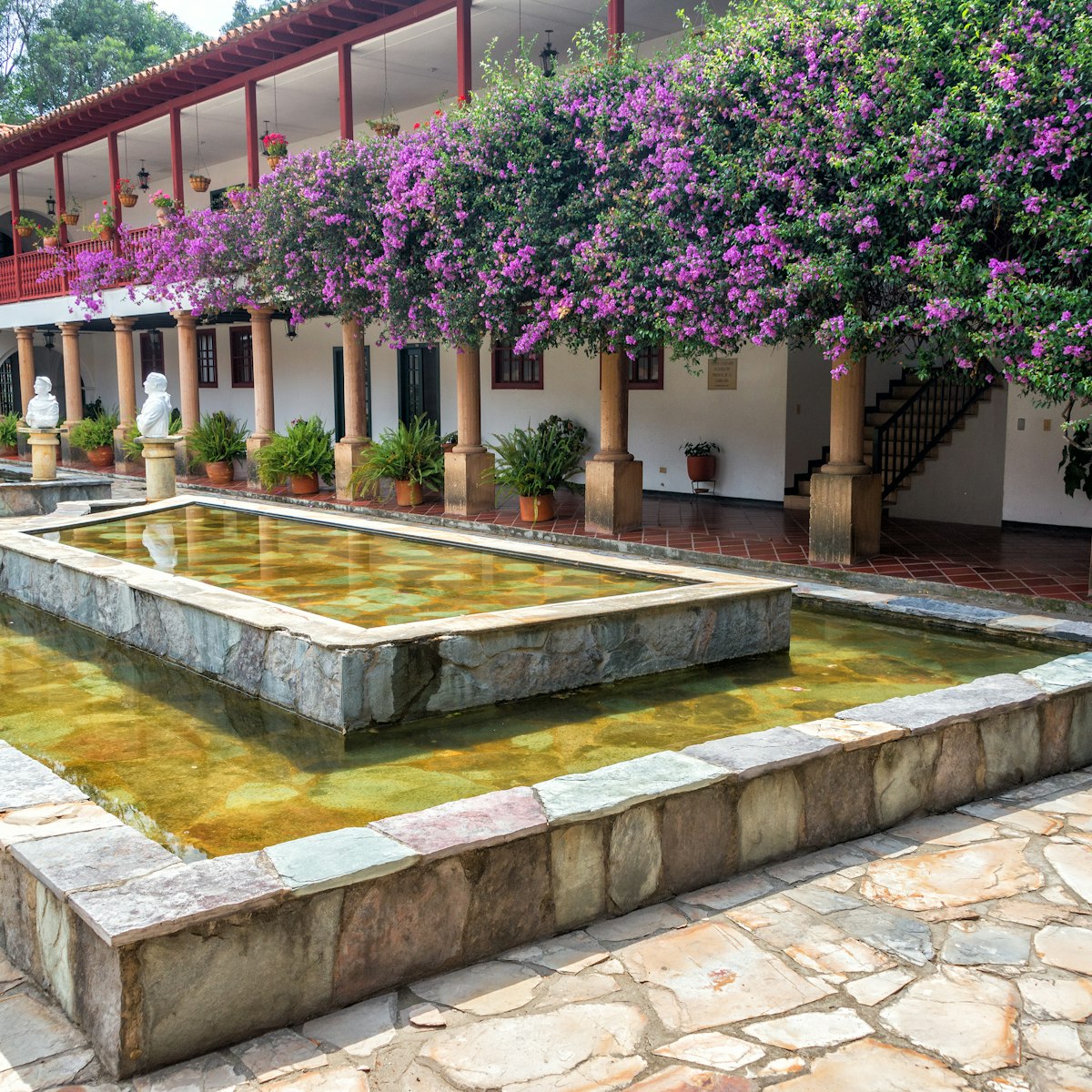 Inner courtyard of La Candelaria Monastery near the town of Raquira in Boyaca, Colombia.