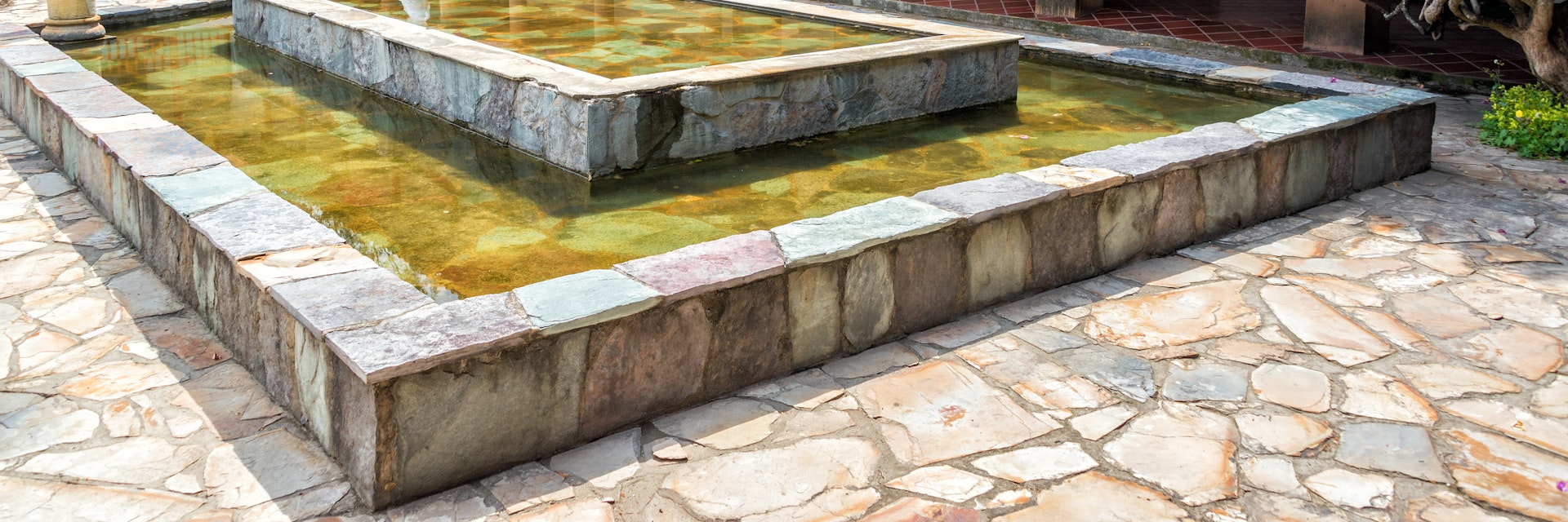 Inner courtyard of La Candelaria Monastery near the town of Raquira in Boyaca, Colombia.