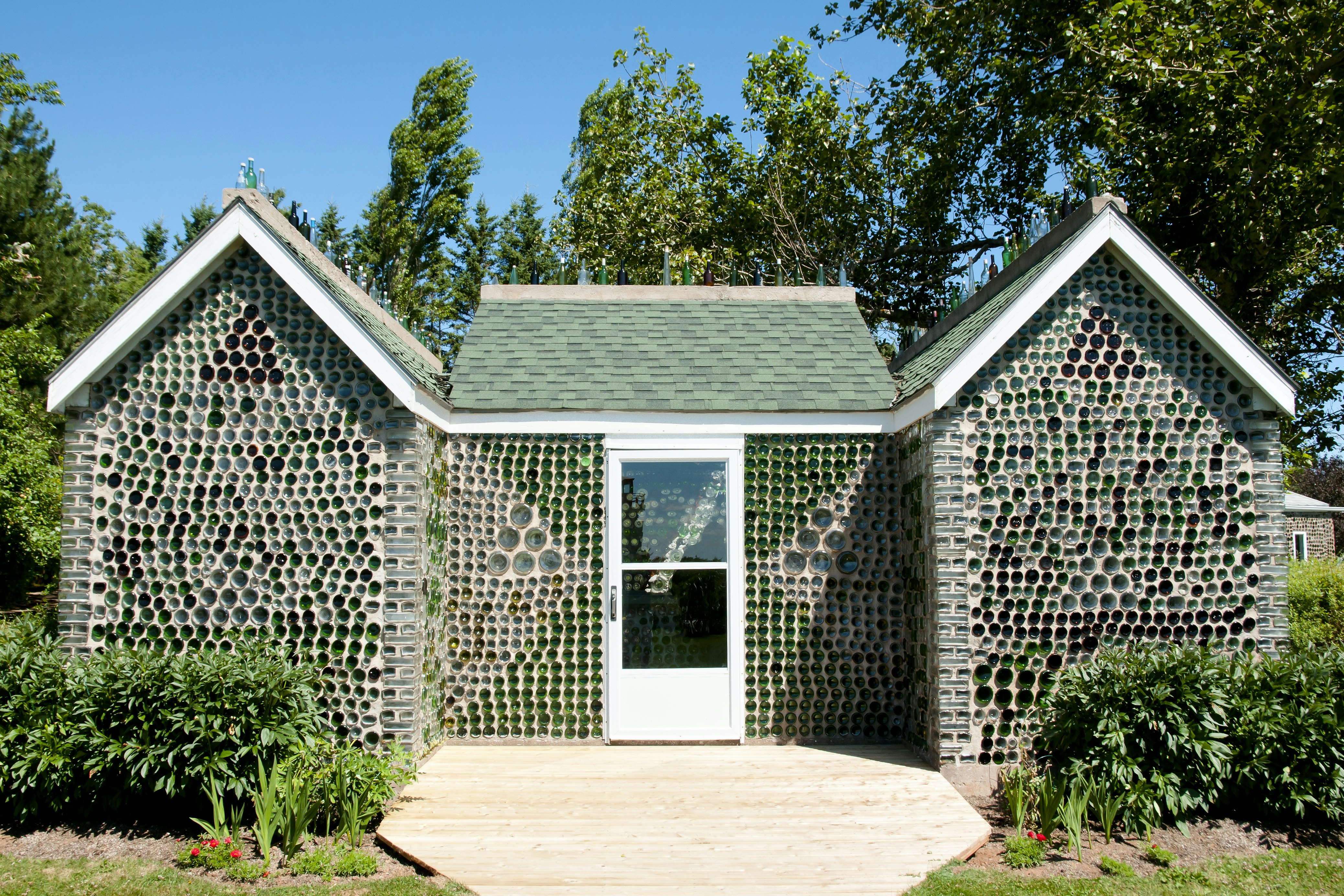 Glass Bottle House made by Edouard Arsenault on Prince Edward Island.