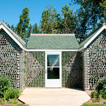 Glass Bottle House made by Edouard Arsenault on Prince Edward Island.