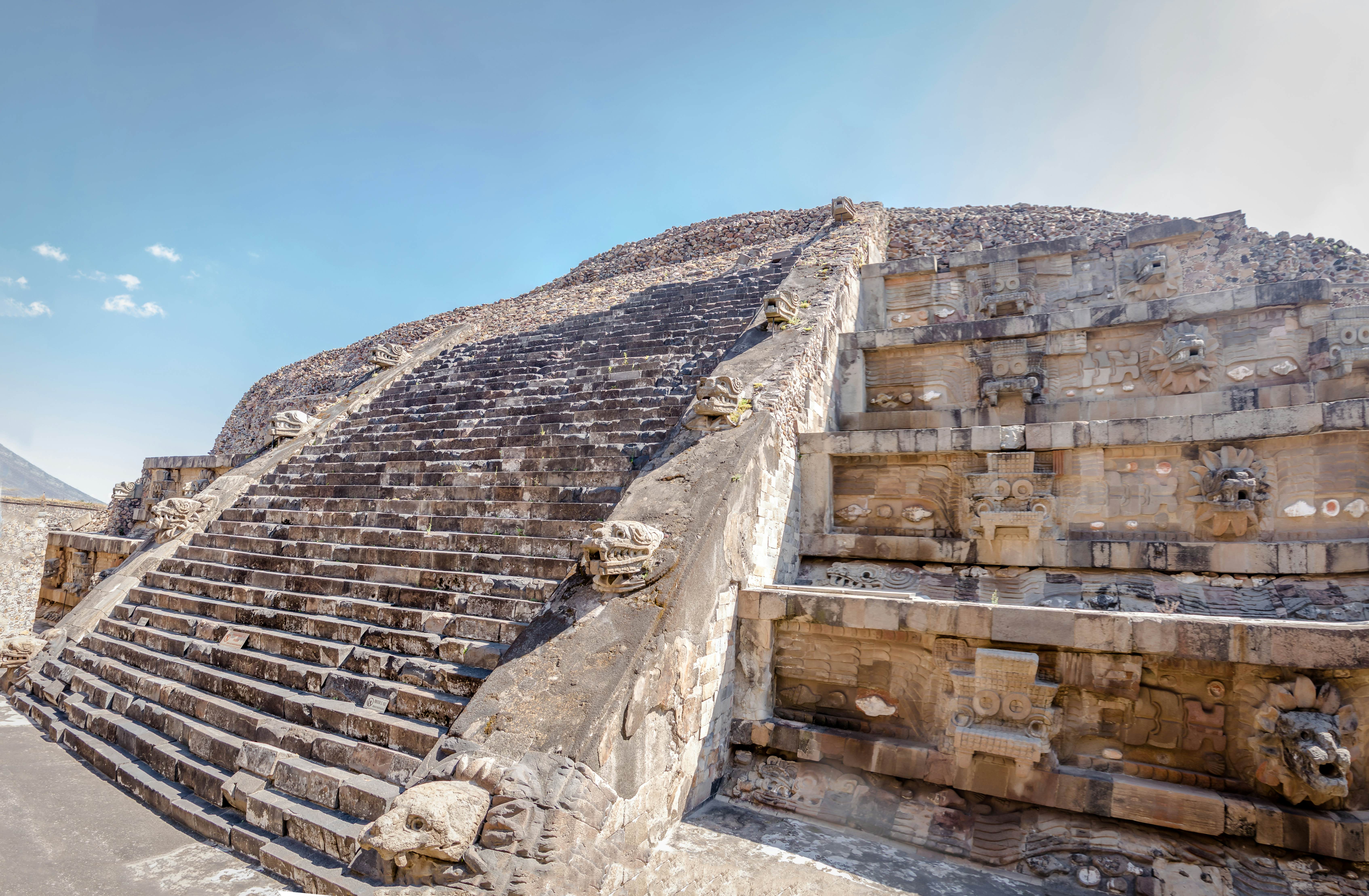 Quetzalcoatl Pyramid Temple at Teotihuacan Ruins.