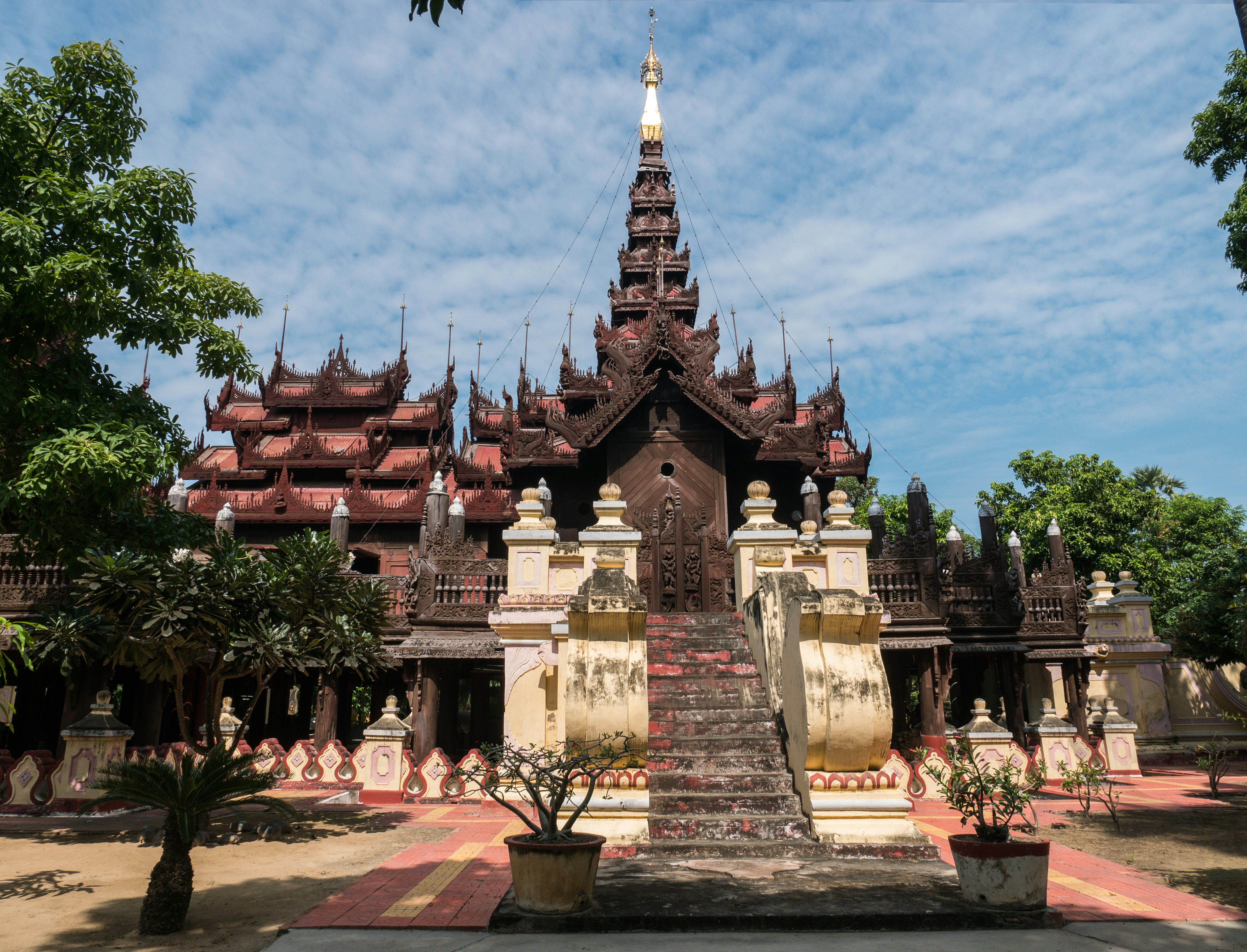 The Shwe In Bin Monastery, the old teakwood sculpture temple in Mandalay, Myanmar.