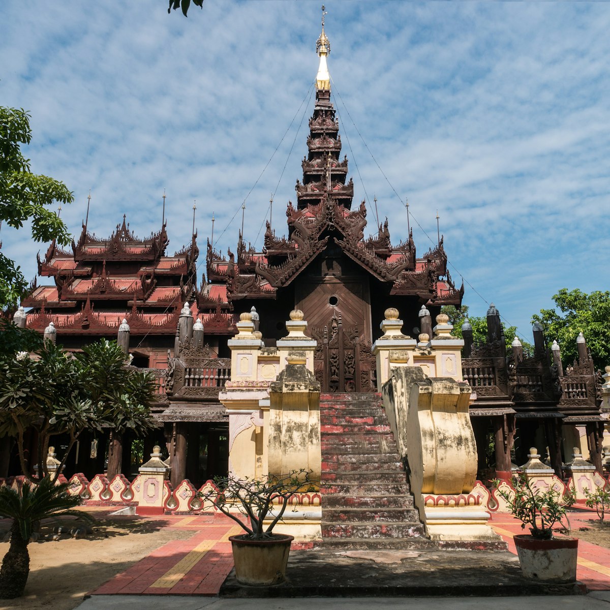 The Shwe In Bin Monastery, the old teakwood sculpture temple in Mandalay, Myanmar.
