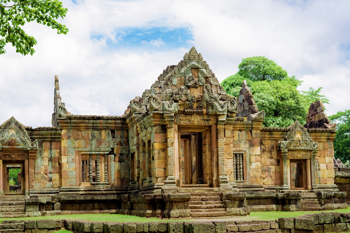 Prasat Muang Tam, an ancient Khmer-style temple complex built in Buriram Province, Thailand.
