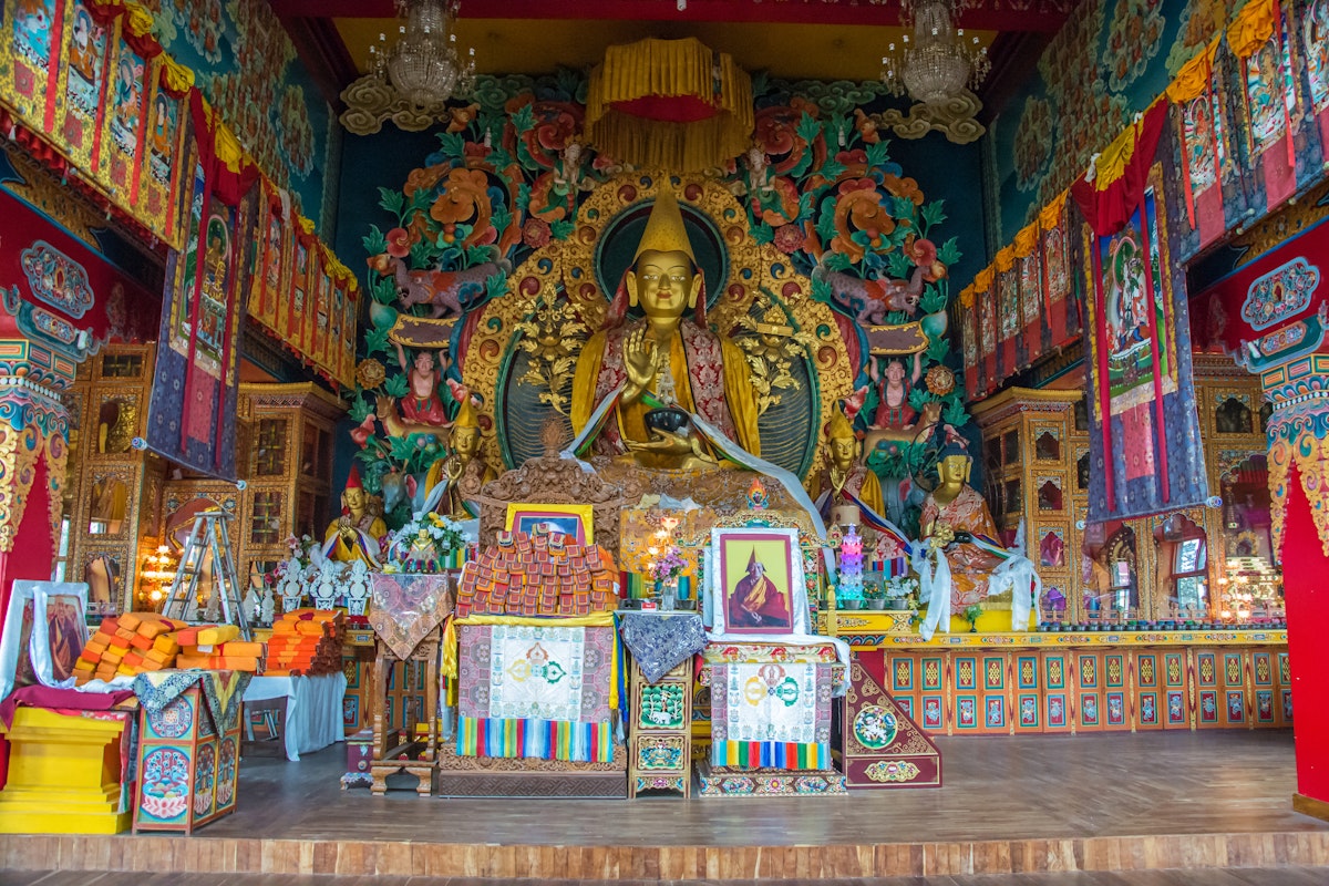 Inside the main temple of Kopan monastery.