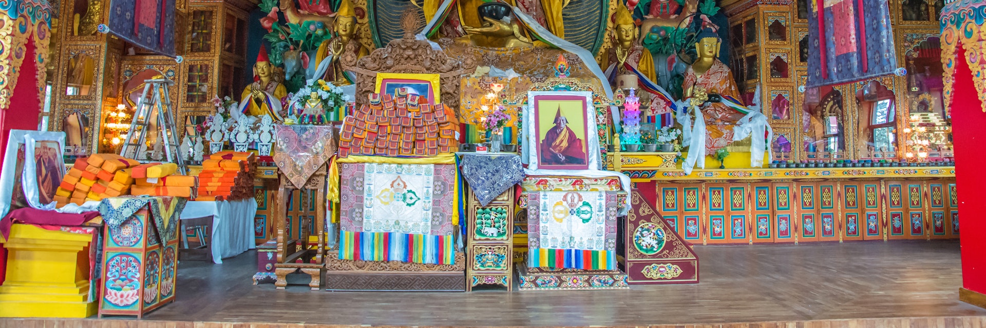 Inside the main temple of Kopan monastery.