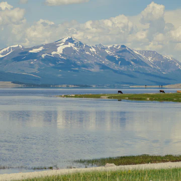 Khoton Lake at the foot of the Altai Mountains near the Chinese border, Altai Tavan Bogd National Park.