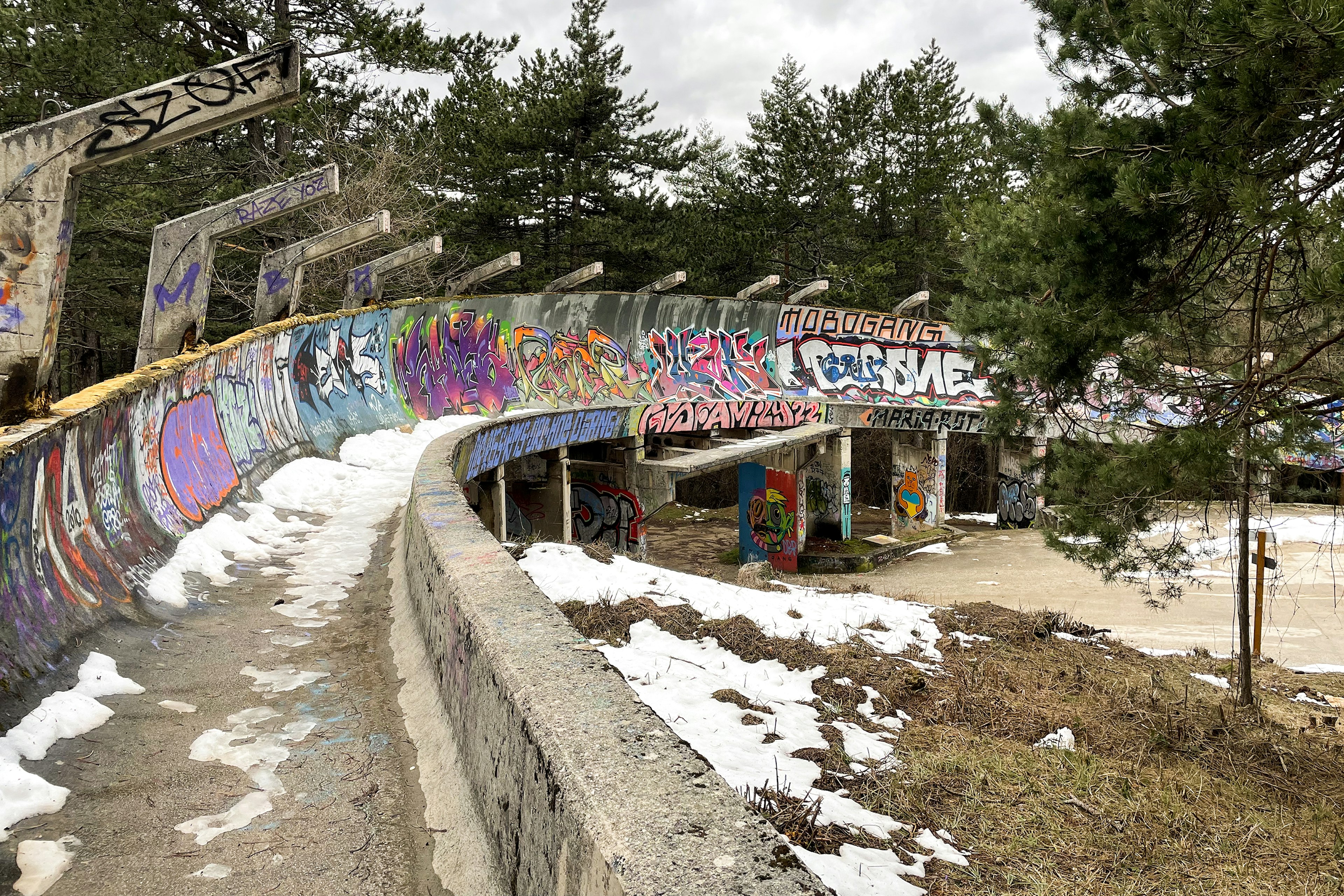 The Olympic bobsled track from the 1984 winter games