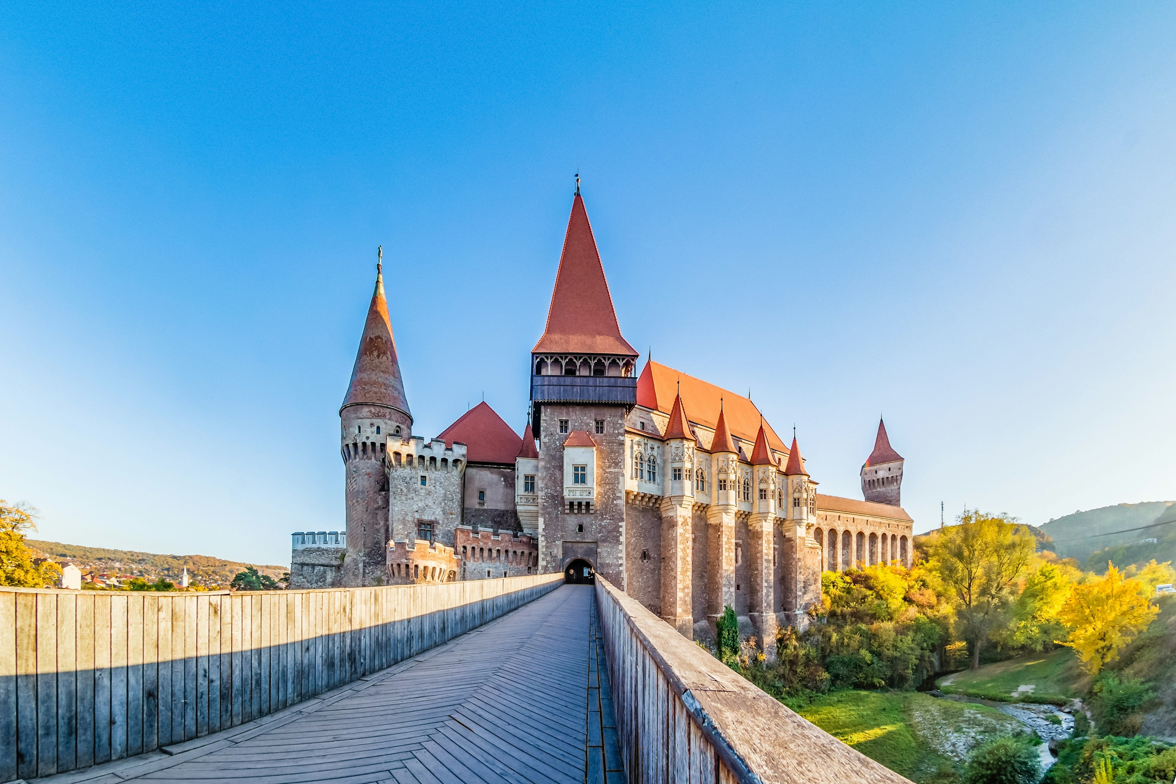 Medieval Hunyad Corvin Castle in Transylvania region, Romania.