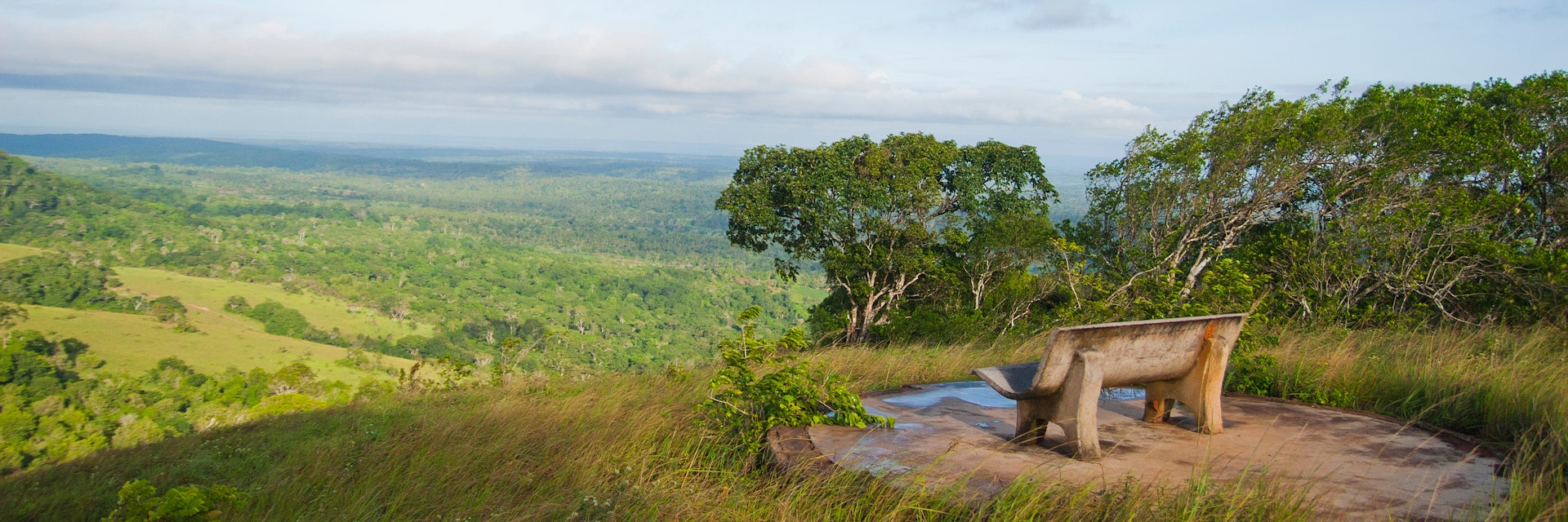 A bench with a view in Shimba Hills National Reserve, Kenya.