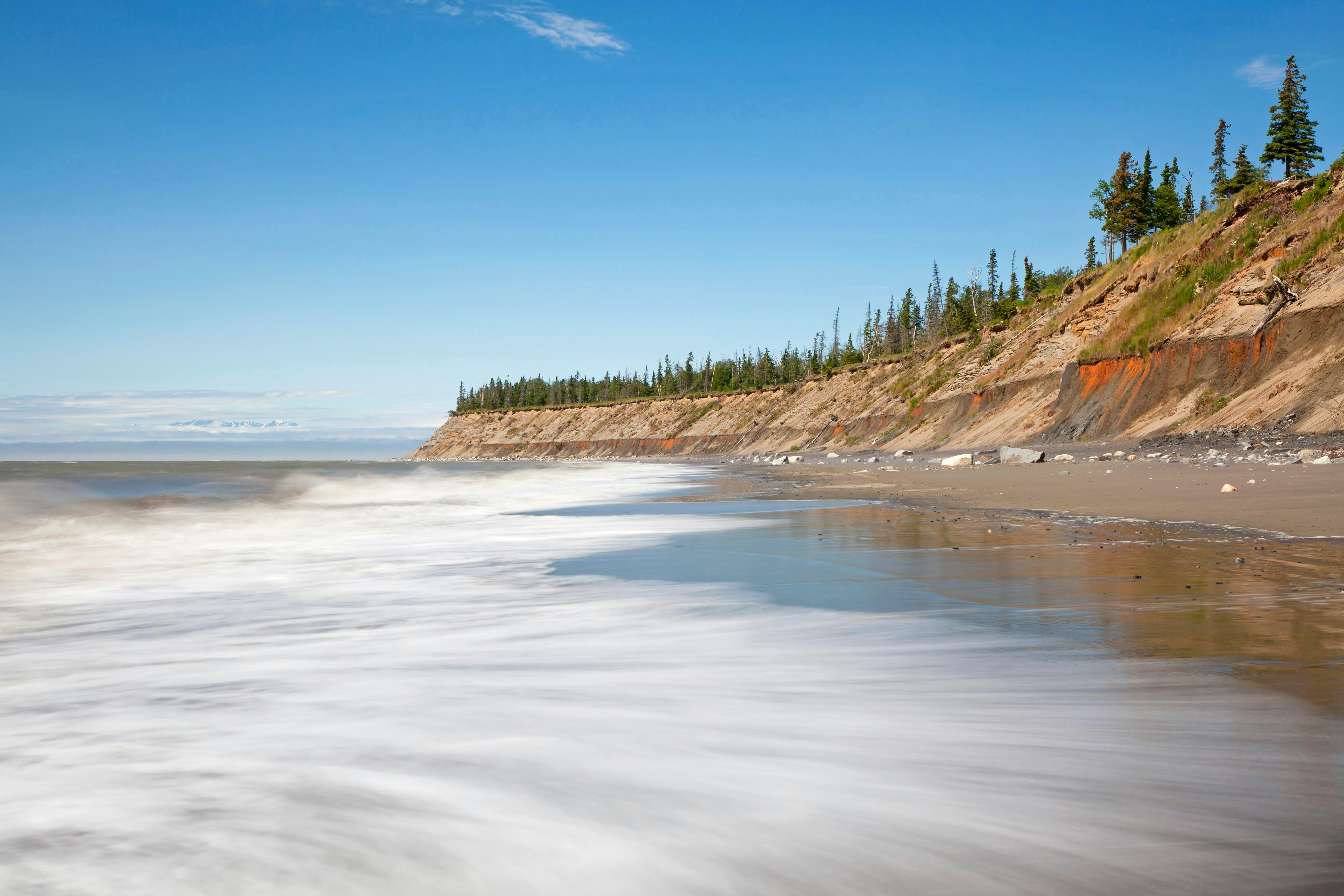 Surf on the beach of Kenai on the Kenai Peninsula.