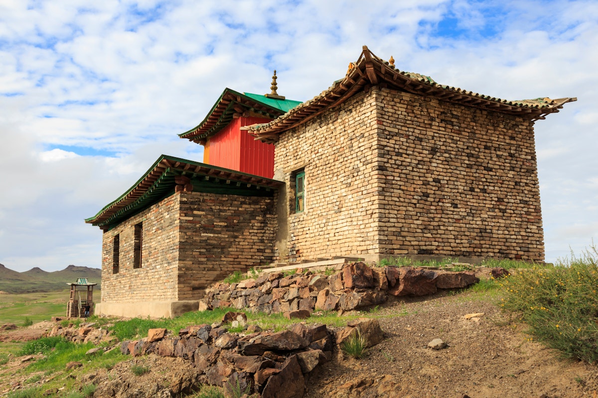 Ongiin Khiid, Saikhan Ovoo, Mongolia - 07 19 15: Buddhist Ongiin Khiid temple building at the monastery ruins of Ongiin Khiid which is a tourist attraction in the remote Gobi of Mongolia; Shutterstock ID 1883979241; purchase_order: 65050; job: ; client: ; other:
1883979241