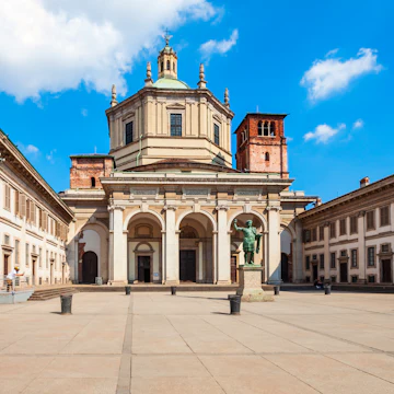 The Basilica of San Lorenzo Maggiore is a roman catholic church in Milan city in Lombardy region of northern Italy; Shutterstock ID 1924100390; purchase_order: 65050; job: poi; client: ; other:
1924100390