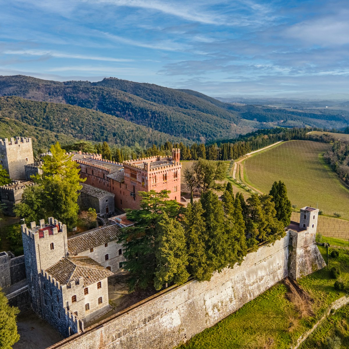 Brolio, Gaiole in Chianti, Italy - April 26 2021: Aerial view of the famous Castello di Brolio in Chianti Wine Area. ; Shutterstock ID 1965200383; purchase_order: 65050; job: poi; client: ; other:
1965200383