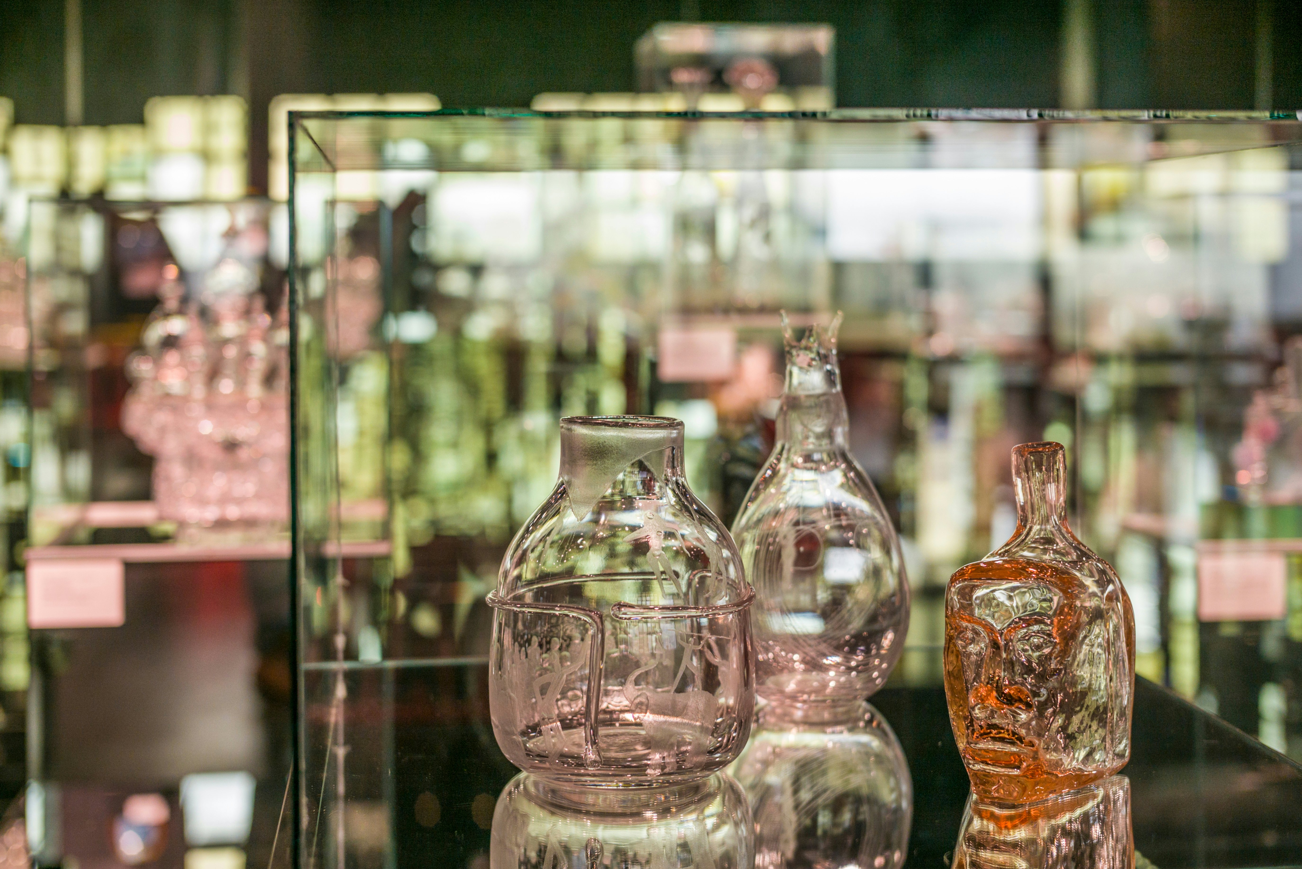 Glass on display at the Glasriket Glass Factory in Sweden.