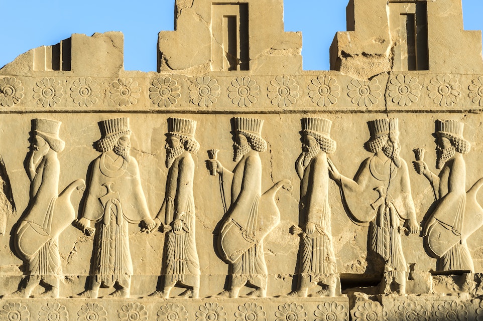 Persepolis, Apadana stairway facade, Ancient relief of the Achaemenids, Medes and Persians, Fars Province, Islamic Republic of Iran; Shutterstock ID 2114215667; purchase_order: 65050; job: ; client: ; other:
2114215667